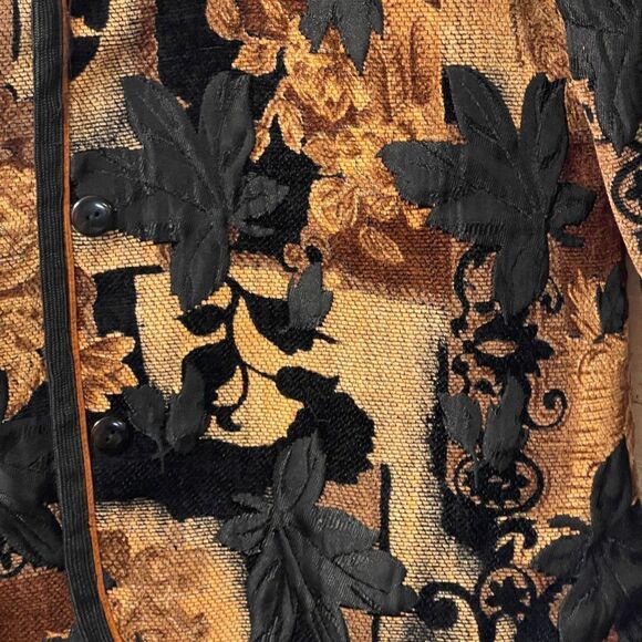 Vintage Brown tapestry Reversible Brocade paisley jacket Med - Picture 4 of 10